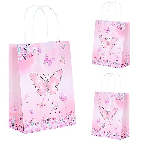 Haowul Kleine Geschenktüte 12pcs Schmetterling Geschenkwicktasche Party Papiertüte Griff Bonbontasche Für Party Festiv von Haowul