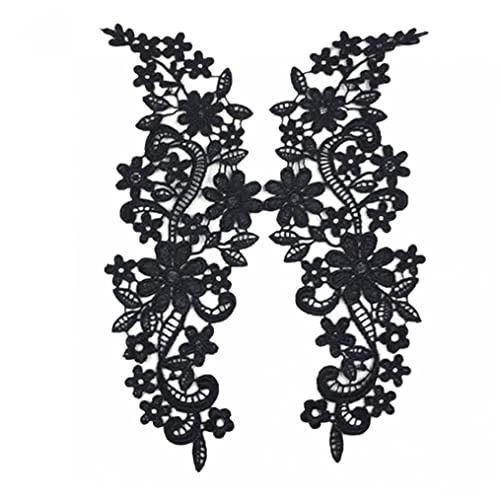 Haowul Vintage Schwarze Stickerei Spitze Appliziert Stoff Jacquard Ribbbon Spitze Stoff Nähen Verzierungen Patch Schrottbuchung von Haowul