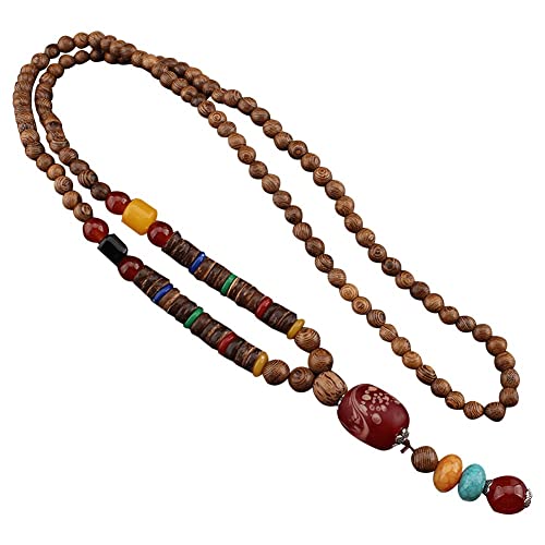 Holzperlen Halskette Nepal Holzperlen Meditation Gebet Halskette Für Frauen Schmuck von Haowul