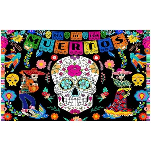 Tag Der Banner Dia De Los Muertos Hintergrund Banner Happy Halloween Banner Zuckerschädel Outdoor Flagge Hof Schild Hintergrund Für Halloween Dekoration Mexikanische Fiesta Party von Haowul