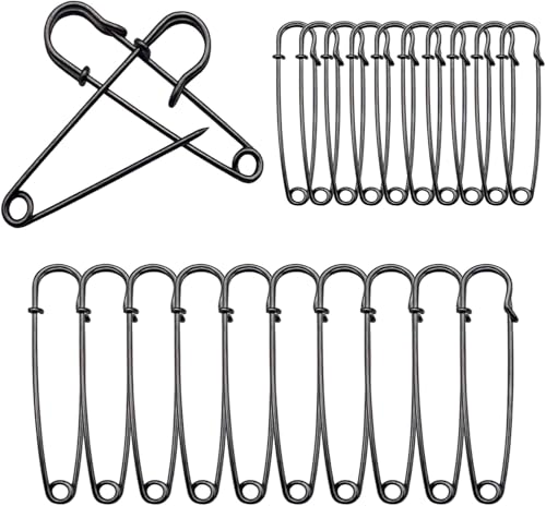 Haoyaru 20 große Sicherheitsnadeln 10.16 cm 10 Stücke und 7.62 cm 10 Stücke Heavy Duty Decke Pins Kleidung Leder Leinwand Decke Handwerk Rock (schwarz, 7.62 cm 10 Stücke Set+10.16 cm 10.16 cm 10 cm 0 von Haoyaru