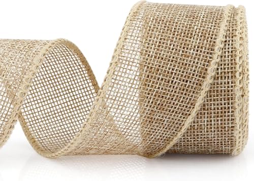 Haoyaru Blumenstrauß mit Jute Band Geschenkverpackung mit Band, verdrahtetes Band 1.57 Zoll x 10 Yards braunes Band, Jute Baum Verpackung Band, Bogen Blume Band, dickes Band Verpackung Band, breite Ba von Haoyaru