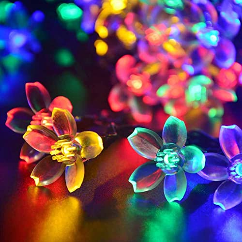 Solar-Blumen-Lichterkette für den Außenbereich, 100 LEDs, 12 m, mehrfarbige Lichterkette mit 8 Beleuchtungsmodi, solarbetriebene LED-Lichter für Terrasse, Garten, Party, Hochzeit bunt One size von Hapihom