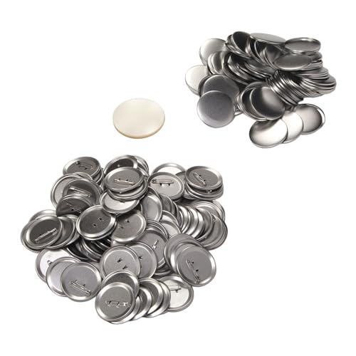 100 Stück Metallknopf Abzeichen Set, Blanko Knopfherstellungszubehör Rundes Metallknopf Anstecknadel Set für DIY Kunsthandwerk (58MM) von Hapivida