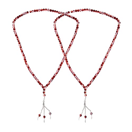 2 Stück Muslimischer Gebets Rosenkranz 8 mm Harz Islamische Gebetskette, Unisex Tasbih 99 Perlen Muslimische Ornamente Handwerk für Religiöse Artikel, Ramadan Geschenk(rot) von Hapivida