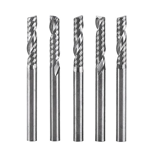 5 Stück Single Flute Schaftfräser, 3,175 mm (1/8 ") Schaft Hartmetall Single Flute Schaftfräser Spiral CNC Fräser Set für Holz Aluminium Stahl von Hapivida