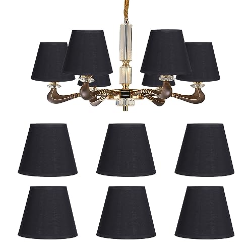 Hapivida 6 Stück Kronleuchter Lampenschirm, E14-Clip auf Kerze Stoff Lampshades Nachttisch Lampenschirm, Modern Simple Clip on Hängelampe Lampenschirm für Wandleuchte Tischlampe, Cremefarben (#6) von Hapivida