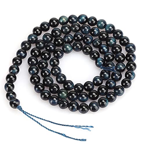 Natürliche blau schwarze Tigerauge Perlen, 4 mm/8 mm Natursteinperlen runde lose Perlen Kristall Energiestein für DIY Schmuck Armbandherstellung (4mm/92pcs) von Hapivida