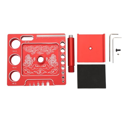 Hapivida RC Car Arbeitsständer, 360-Grad Drehung Anhebbar, unten Reparaturwerkzeug Workstation Plattform aus Aluminiumlegierung für 1/18 1/24 RC Car Truck Crawler (Red) von Hapivida