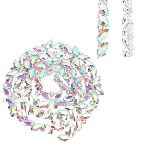 Hapivida Strassbesatz, 1 Yard Kristall Strass Kettenapplikation Diamant Perlenkette für Brautkostüm Verschönerung Kleidungszubehör(Farbe) von Hapivida