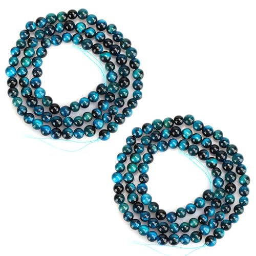 Natürliche blaue Tigerauge-Perlen, 4 mm/8 mm, blaues Tigerauge, Energiestein, runde Perlen, Naturstein-Perlen für selbstgemachte Schmuck-Armbandherstellung, Zubehör (4 mm/184 Stück) von Hapivida