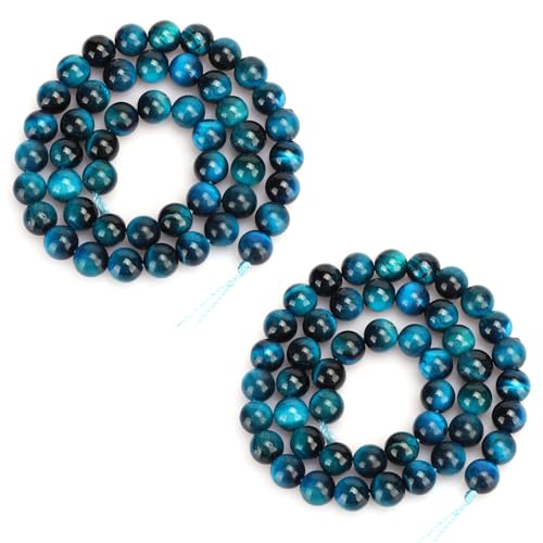 Natürliche blaue Tigerauge-Perlen, 4 mm/8 mm, blaues Tigerauge, Energiestein, runde Perlen, Naturstein-Perlen für selbstgemachte Schmuckarmbänder, Zubehör (8 mm/96 Stück) von Hapivida