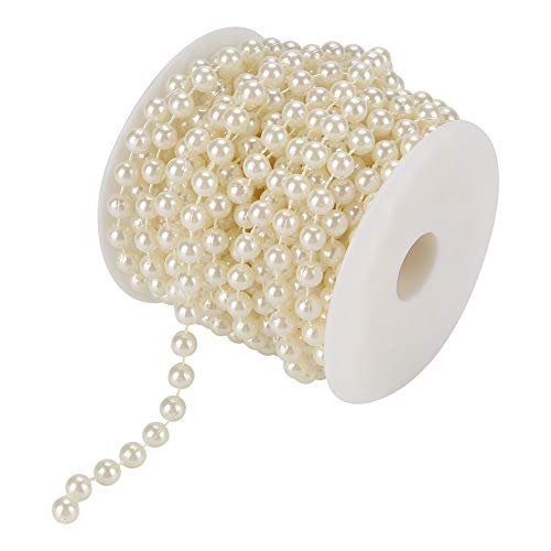 Hapivida Perlenband, 10M 8mm Kunstperlen Perlen Perlengirlande Perlenkette Deko, Hochzeit Perlenschnur für DIY Handwerk Haarschmuck Tischdeko Hochzeits Partydeko(Beige) von Hapivida