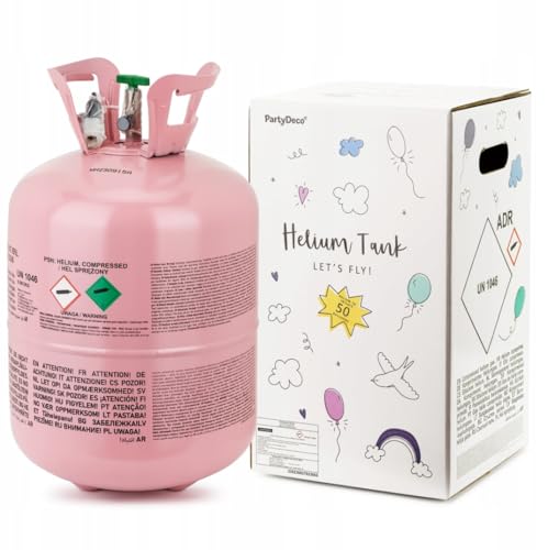 Heliumgas - Zum Aufblasen von Latex und Folienballons - Ballongas Helium [Für bis zu 50 Luftballons] (Rosa, 0,36 m³) von Happenings