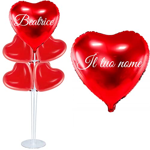 Valentinstags Luftballonset auf einem Ständer - Herzluftballons mit Namen - Personalisiertes Valentinstags Set mit beliebigem Text von Happenings