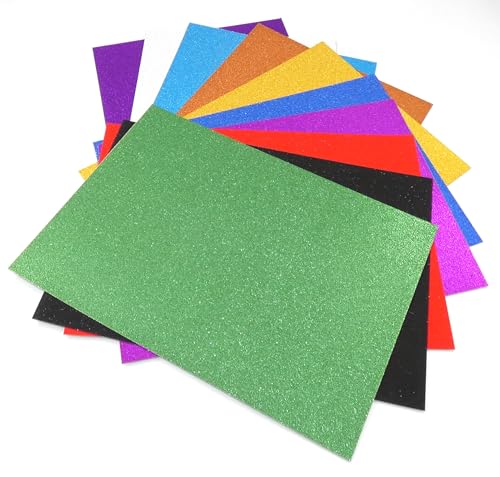 Happium 10 Stück A4-Glitzerpapier-Karton, 250 g/m², Glitzer-Kartonpapier, gemischte Farben, Glitzer-Karton, A4-Glitzer-Karton, Bastelkarton für DIY-Basteldekoration von Happium