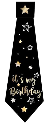 Happium Birthday Tie It's my Birthday Slogan Satin Tie Black Gold Tie Birthday Party Supplies, Party Ideas and Decorations Funny Birthday Sash Tie von Happium