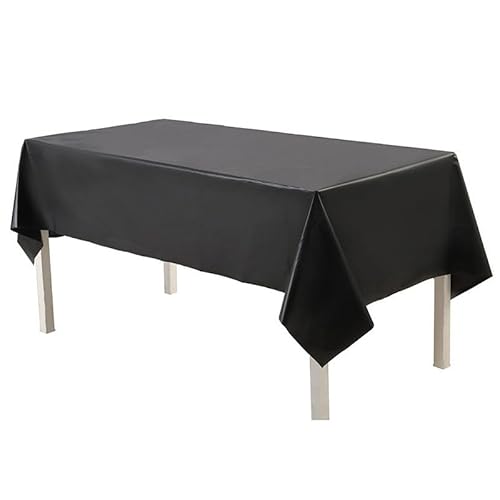 Happium Lange schwarze Weihnachtstischdecke, Party, 274 x 137 cm, PEVA-Tischdecke, Party-Tischdecke, Einweg-Tischdecke für Partys, Kunststoff-Tischdecke, schwarze Tischdecke von Happium