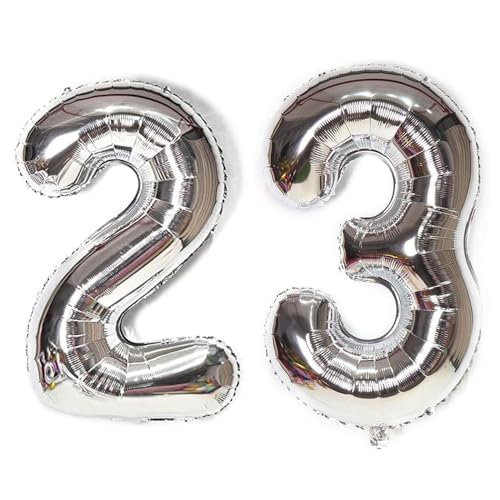 Happium Luftballons, 34 Zoll Zahlenballons 23, Silber Folienballons Geburtstag Silber Ballon Zahlen 2 und 3 Luftballons für Geburtstag Hochzeit Party Dekorationen Feier Supplies von Happium