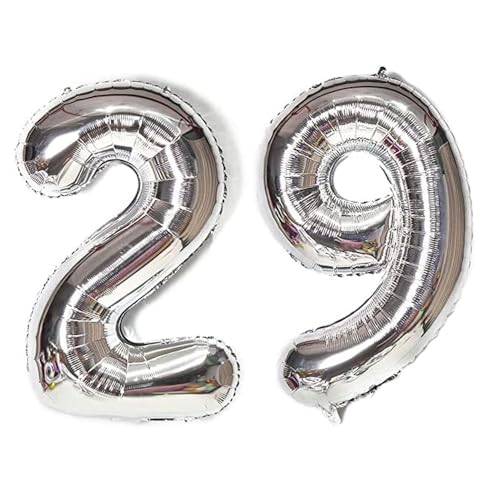 Happium Luftballons, 34 Zoll Zahlenballons 29, Silber Folienballons Geburtstag Silber Ballon Zahlen 2 und 9 Luftballons für Geburtstag Hochzeit Party Dekorationen Feier Supplies von Happium