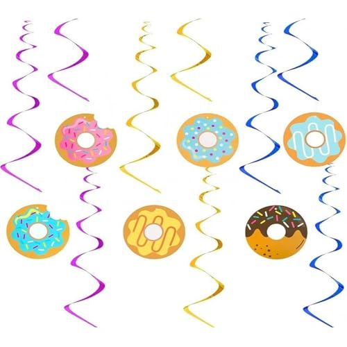 Happium Party Bunte Donuts druck Hängewirbel 80 cm – 6 Stück, Papier, mehrfarbig von Happium