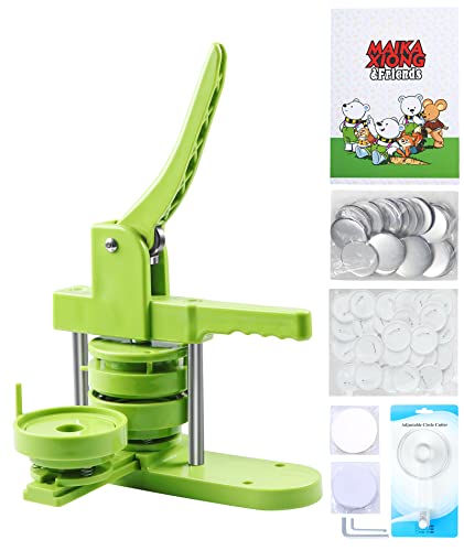 Happizza Button Maker Maschine, 75 mm DIY Pin Button Maker Press Machine Kit, Badge Button Press Machine Pin Maker Machine mit 100pcs Button Parts&Pictures&Circle Cutter & Magic Book von Happizza