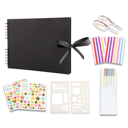 1 Set DIY-Scrapbook-Album, 29,6 x 21,6 cm, 80 Seiten, Fotoalbum, passend für Abschlussfeier, Geschenk, Schwarz von Happlignly