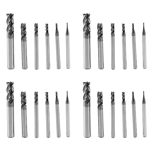 24-teiliges Schaftfräser-Set mit 4 Rillen, quadratisch, CNC-Hartmetall-Fräser, Spiralfräser, Durchmesser (1, 2, 3, 4, 6, 8 mm) von Happlignly