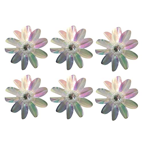 6 Stück 6,4 cm Pailletten-Blumen Strasssteine Perlenapplikation Kristall Perlen Blume Applikation von Happlignly