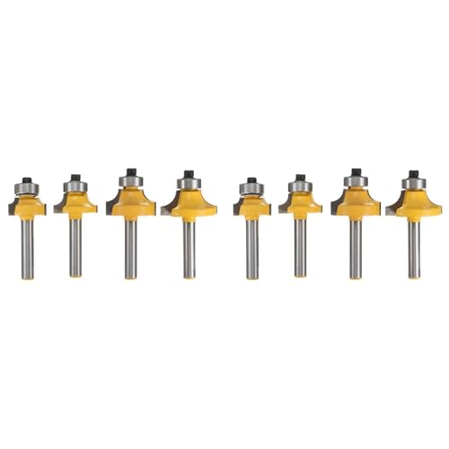 8 x 1/4-Zoll-Schaft Rundfräser-Bits, Ecken-Abrundung, Kantenformung, Kantenformwerkzeug-Set von Happlignly