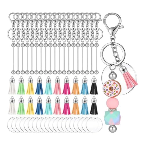 Beadable Keychain Rohlinge Perlen Schlüsselanhänger Metall Perlen Schlüsselanhänger für Perlen Anhänger Schmuck Charms DIY von Happlignly