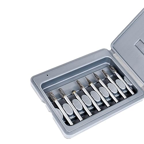 Doppelschnitt-Hartmetall-Frässtift-Set, 0,6 cm, 8 Stück, Wolframkarbid-Schneideisen, rotierende Raspel, vielseitige Drehwerkzeug-Bits, einfach zu bedienen von Happlignly