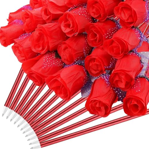 Happlignly 120 StüCk Valentinstag-Kugelschreiber, Blumenschreib-Kugelschreiber, GroßPackung, Geeignet für Valentinstag-Hochzeiten A von Happlignly