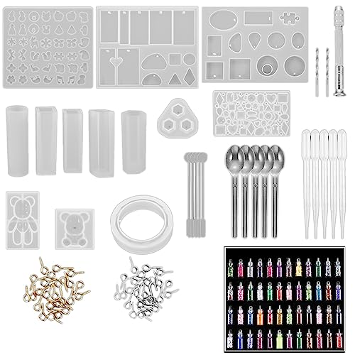 Happlignly 229 Stück DIY Schmuck Harz Gießsilikon Epoxy Löffel Kit Handwerk Halskette Schmuck Anhänger Herstellung mit 48 Pailletten von Happlignly