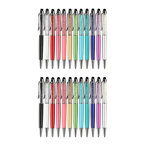 Happlignly 24 Stück/Packung Bling Bling Bling 2-in-1 Slim Crystal Diamond Stylus Pen und Tinten-Kugelschreiber (12 Farben) von Happlignly