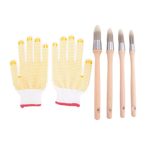 Happlignly Ersatzteile, 4 x kleine Pinsel für Ausbesserungen und 1 x Handschuhe ohne Handschuhe, Trimmpinsel, Kantenmalwerkzeug für Schärpe von Happlignly