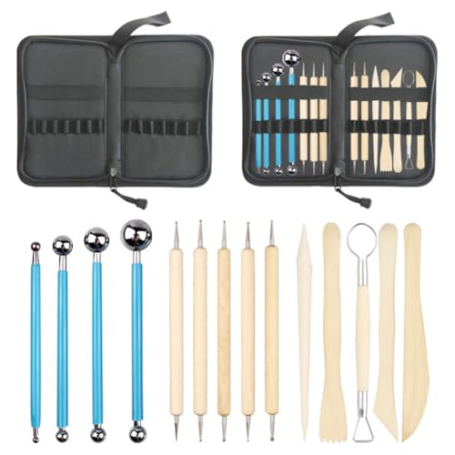 Happlignly Pottery Tools Zubehör Teile Set mit 14 Tonskulpturen Schnitzmesser Holz Spotting Nadel Trimming Tool Round Pill Stick von Happlignly