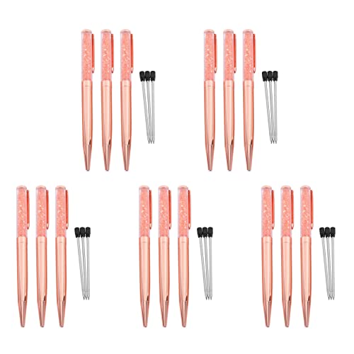 Happlignly Rose Gold Stift Bling Kristall Kugelschreiber Schwarzer Tintenstift mit 15 Zusaetzlichen Minen (Rose Gold 15 Pack) von Happlignly