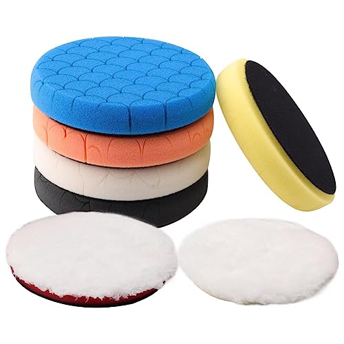 Polierpads, 7 Stück, 16,5 cm Gesicht für 150 mm Trägerplatte, Polierschwamm-Pads, Schneiden, Polierpad-Set von Happlignly