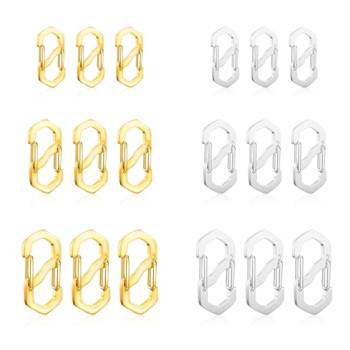 Karabinerverschlüsse in 3 Größen, doppelte Öffnung, Halsketten-Verschluss, Edelstahl, S-Schloss, Armbandverbinder, Schmuckverschlüsse und Verschlüsse, Halsketten-Clips für Schmuckherstellung, Gold, von Happtkey