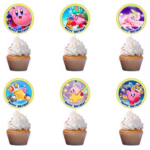18 x Kirrby Cupcake Toppers - Strong Picks Happy Birthday Decor Cupcake Dekorationen für Kinder Geburtstage von Happy Choices