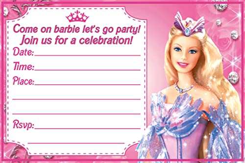 Happy Choices Barbie Einladungskarten und Umschläge - 20 Einladungen zum Ausfüllen für Kindergeburtstag, Bash und Mottoparty, 10 x 15 cm, Postkartenstil.. von Happy Choices