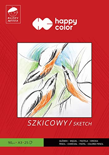Skizzenblock - Young Artist, White Art Paper zum Zeichnen, A3-Format, 90 g/m², 25 Blatt, Happy Color von Happy Color