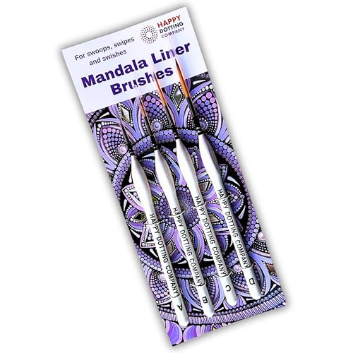 Mandala-Pinsel für Punkt-Mandala-Kunst, 4-teiliges Liner-Pinsel-Set, Happy Dotting Company – perfekt für Swipes und Swooshes – ein weiteres Punktierwerkzeug von Happy Dotting Company