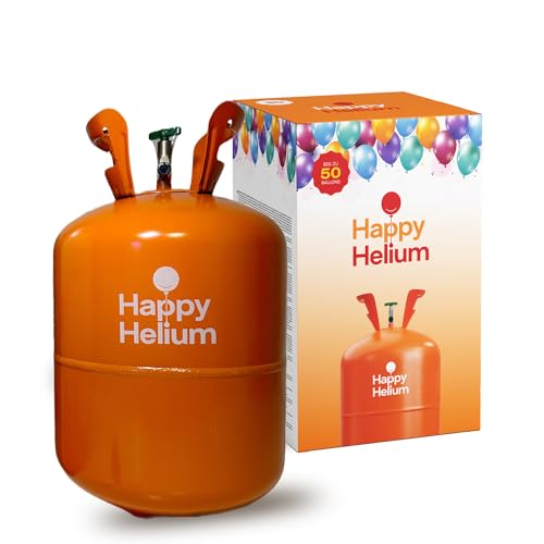 Happy Helium® 2x Ballongas Helium für 50 Luftballons | Heliumgas mit Füllventil - Balloon Gas 400 Liter (0,4 m³) für Geburtstag, Hochzeit, Party von Happy Helium