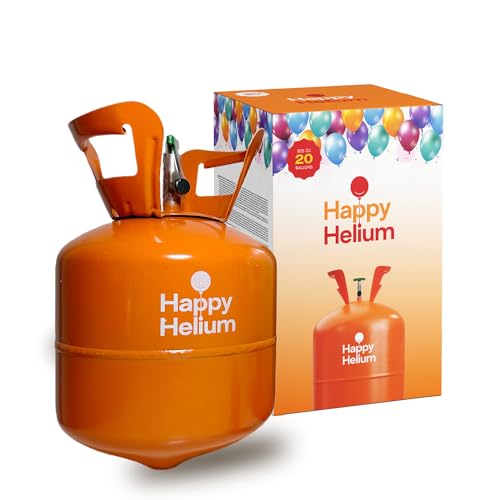 Happy Helium® Ballongas Helium für 20 Ballons | Premium Heliumgas mit Füllventil - Balloon Gas für Geburtstag, Hochzeit, Party von Happy Helium