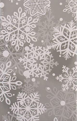 Happy Holiday Falling Snowflakes Vinyl-Flanell-Tischdecke, rechteckig, 132 x 177,8 cm, Grau von Happy Holiday