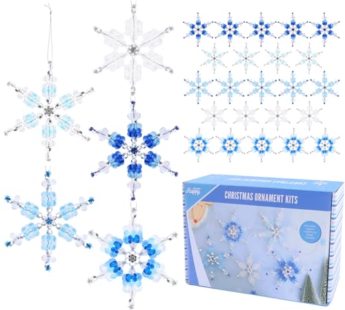 35 Stück DIY Weihnachten Schneeflocke Perlen Ornament Kits Kristall Schneeflocke Perlen Kits Winter Schneeflocke Perlen Drähte Weihnachtsschmuck Handwerk für Erwachsene für Winter Weihnachtsbaum von Happy makers