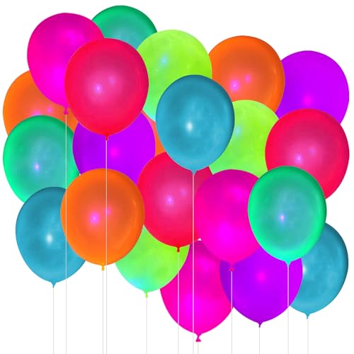 HappyField 100 Stück UV-fluoreszierende Luftballons, neonleuchtende Party-Luftballons, leuchten im Dunkeln, für Geburtstagsdekorationen, Hochzeitsdekoration, Partyzubehör, Schwarzlicht, Party, von HappyField