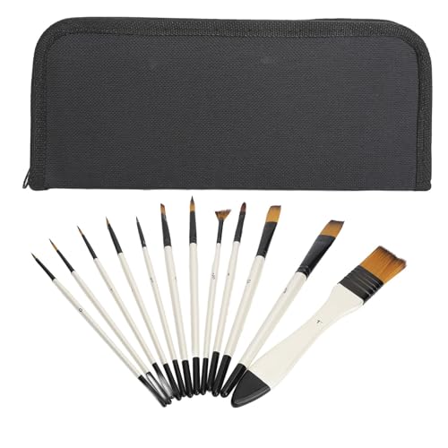 HappyFit 12-teiliges, sortiertes Pinsel-Set, Nylonborsten, Holzgriff, Acryl-Pinsel-Set für professionelle Künstler und Kunstliebhaber von HappyFit